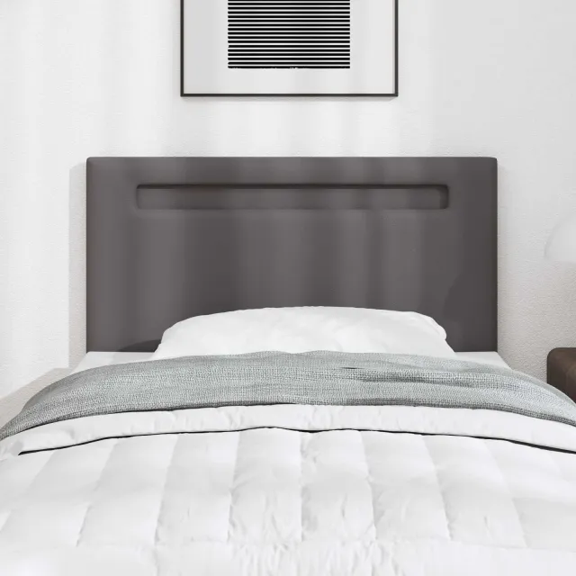 vidaXL LED Hoofdbord Grijs 100 cm Nep Leer