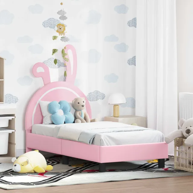 vidaXL Peuterbedframe met hoofdbord Roze 70 x 140 cm PU