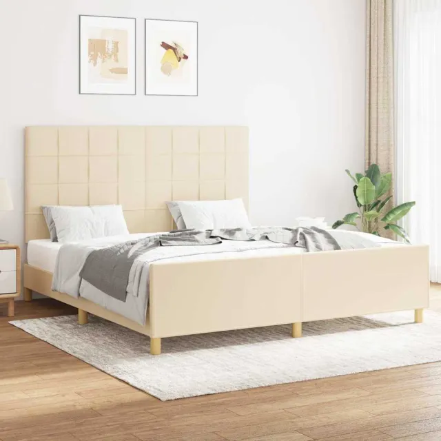 vidaXL Bedframe zonder matras stof crèmekleurig 160x200 cm
