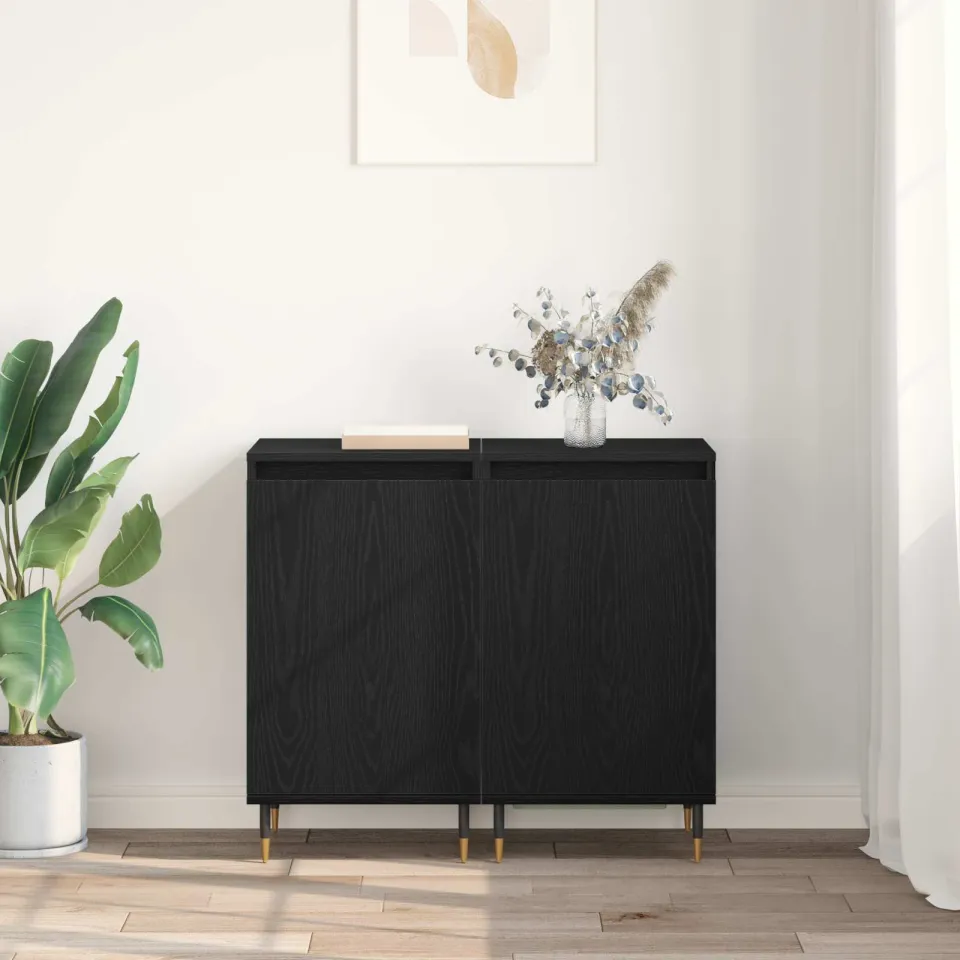 vidaXL Dressoir 2 st Zwart Eiken 40 x 35 x 70 cm, foto 4