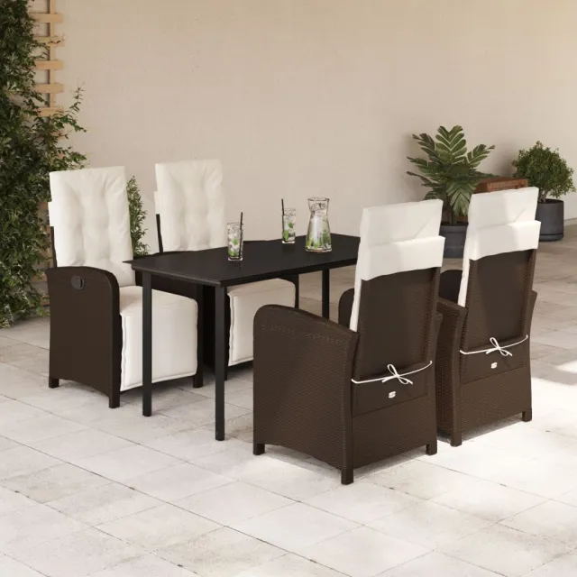 vidaXL 5-delige Tuinset met kussens poly rattan bruin, foto 2