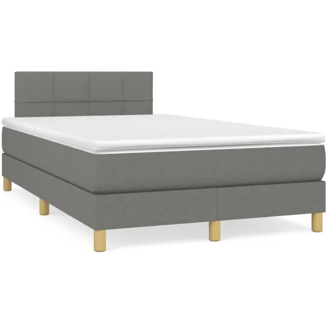 vidaXL Boxspring met matras en LED stof donkergrijs 120x190 cm grijs