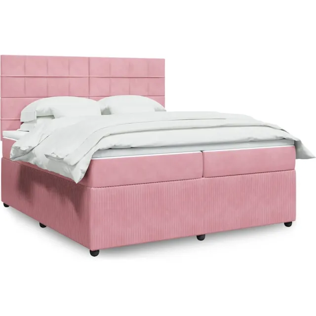 vidaXL Boxspring met matras fluweel roze 200x200 cm