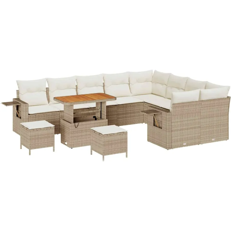 vidaXL Tuinbankenset 12 st Beige poly rattan