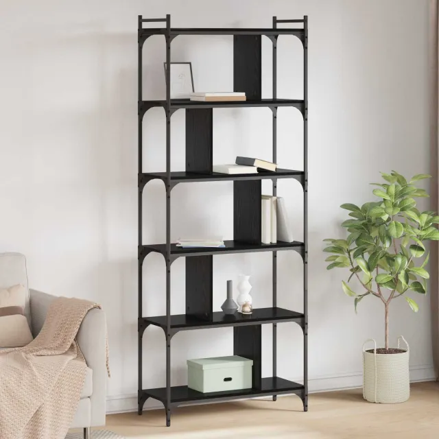 vidaXL Boekenkast 5-laags 76 x 32 x 192 cm Bewerkt hout Zwart eiken, foto 2