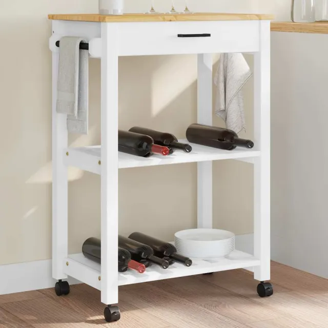 vidaXL Keukentrolley MONZA 60x40x88,5 cm massief grenenhout wit