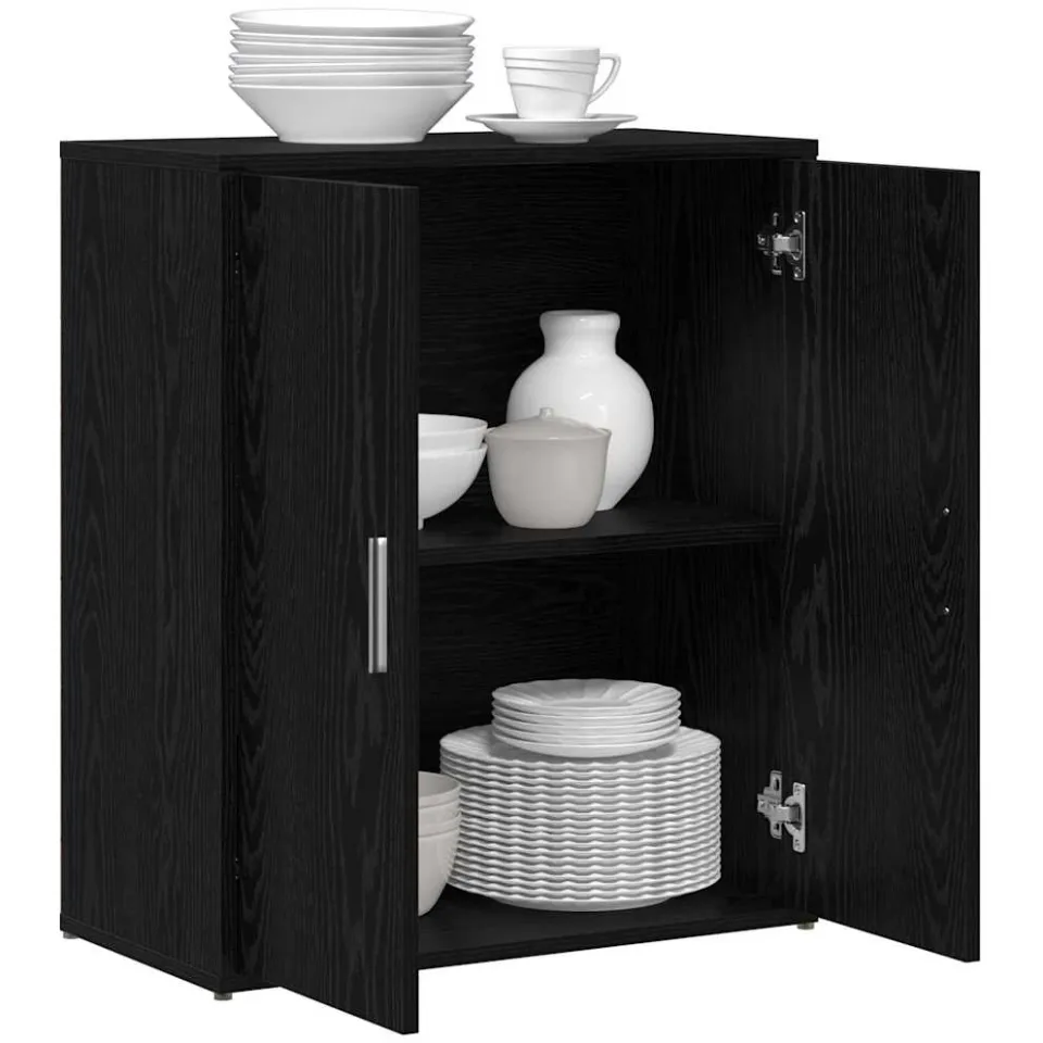 vidaXL Dressoir 2 st Zwart Eiken 60 x 31 x 70 cm Bewerkt hout
