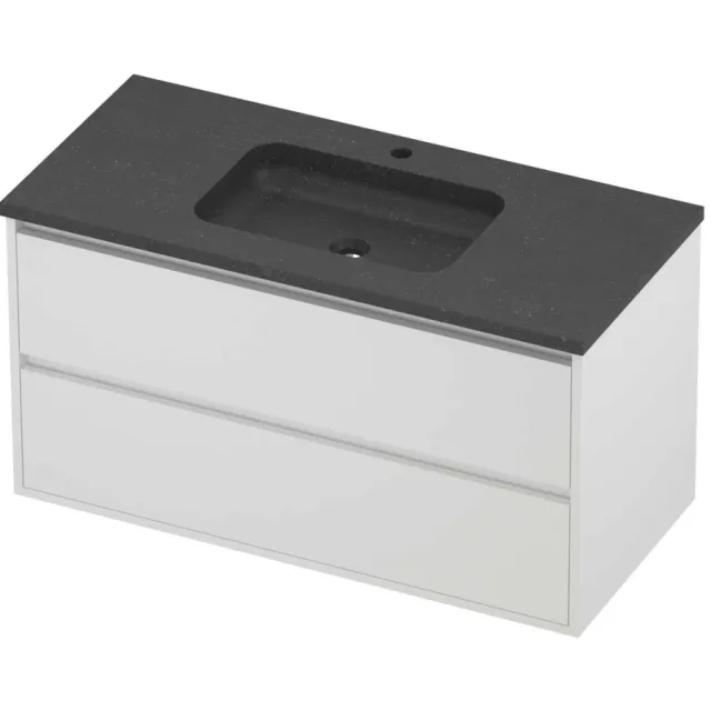 Proline Rollo Badmeubelset Hardsteen Elegant 2 Laden 100x46x54 cm Blue Stone Mat White Mat Wit