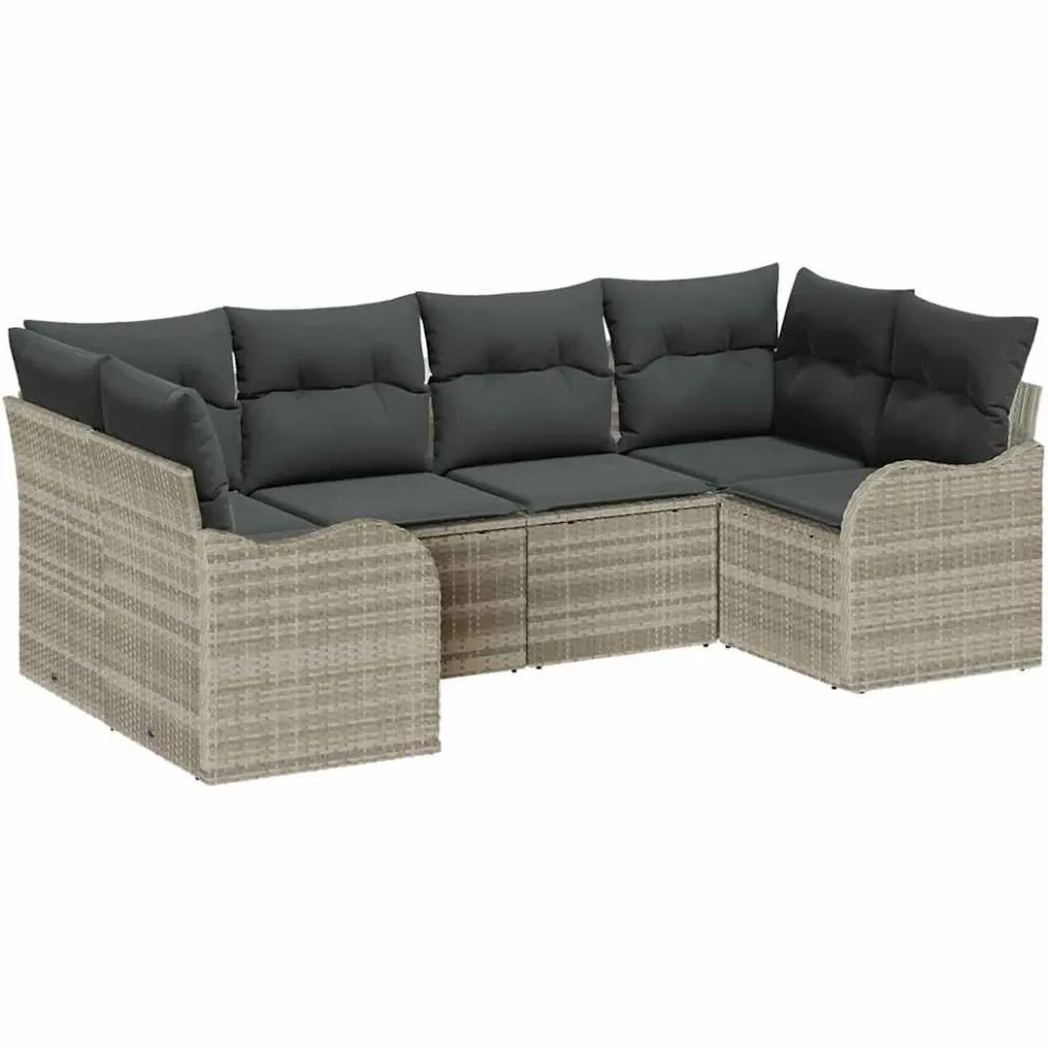 vidaXL Tuin Sofa Set 6 st Lichtgrijs Poly riet