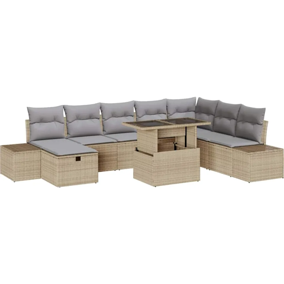 vidaXL Tuin Sofa Set 11 st poly rattan Beige