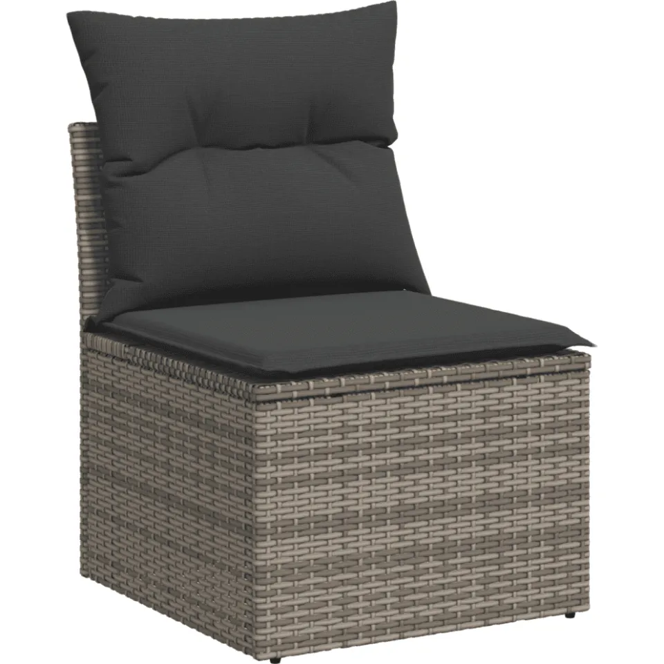 vidaXL 11-delige Loungeset met kussens poly rattan grijs