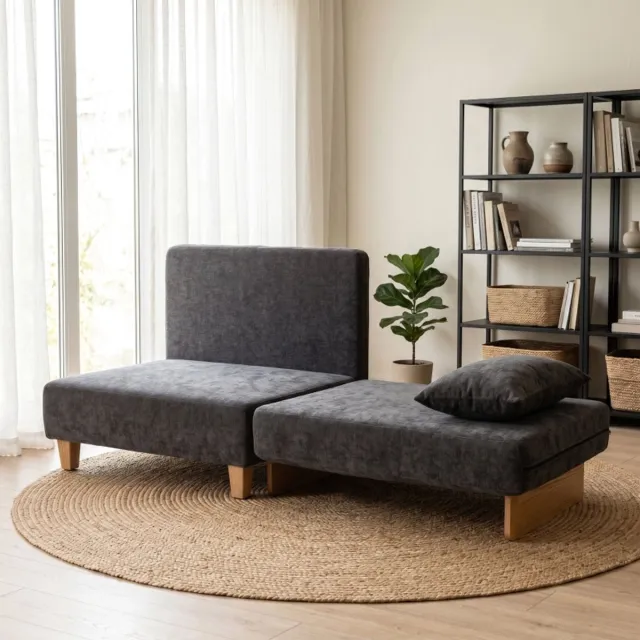 HAUSS SPOLE Schlafsessel 2-in-1 Met Bedfunctie - 1-Zits Fauteuil Met 2 Wasbare Kussens En Zijvakken - Voor Woonkamer En Logeerkamer - Donkergrijs