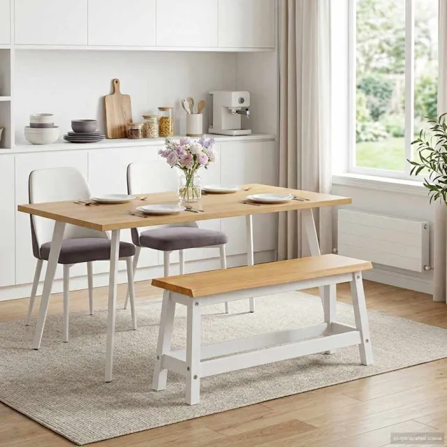 vidaXL Eetbank EKAI Wit 91,5 x 29 x 45,5 cm Massief grenenhout