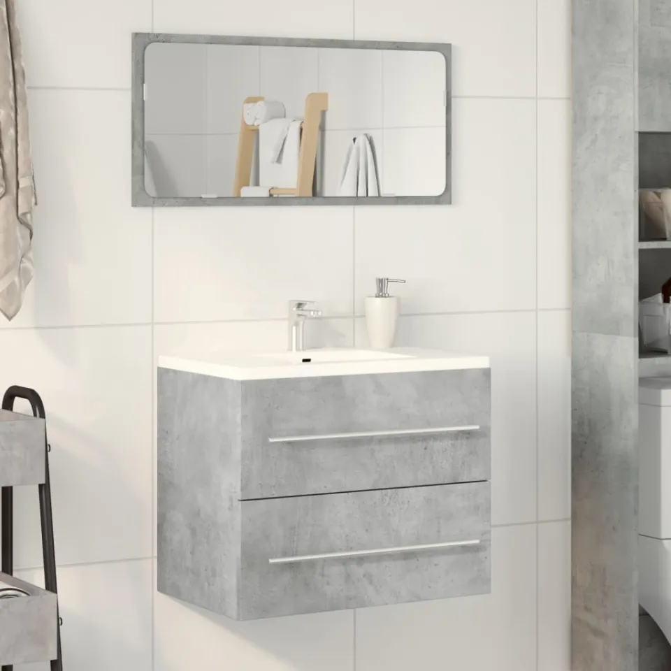 vidaXL Wastafelkast 60x38,5x48 cm spaanplaat betongrijs grijs, foto 2