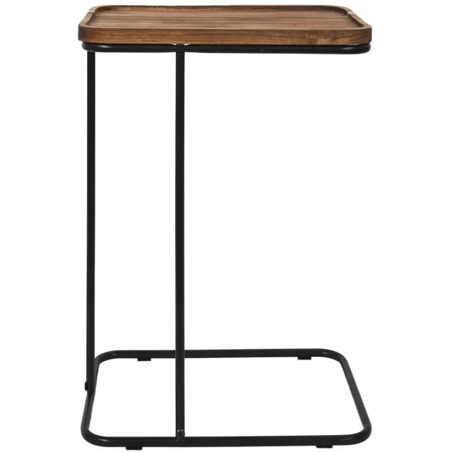HOME DECO FACTORY Bijzettafel - acacia hout - metaal - H55 cm - industrieel Zwart