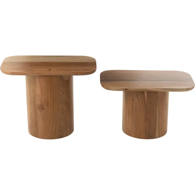 J-Line bijzettafel Acacia - hout - naturel - set van 2