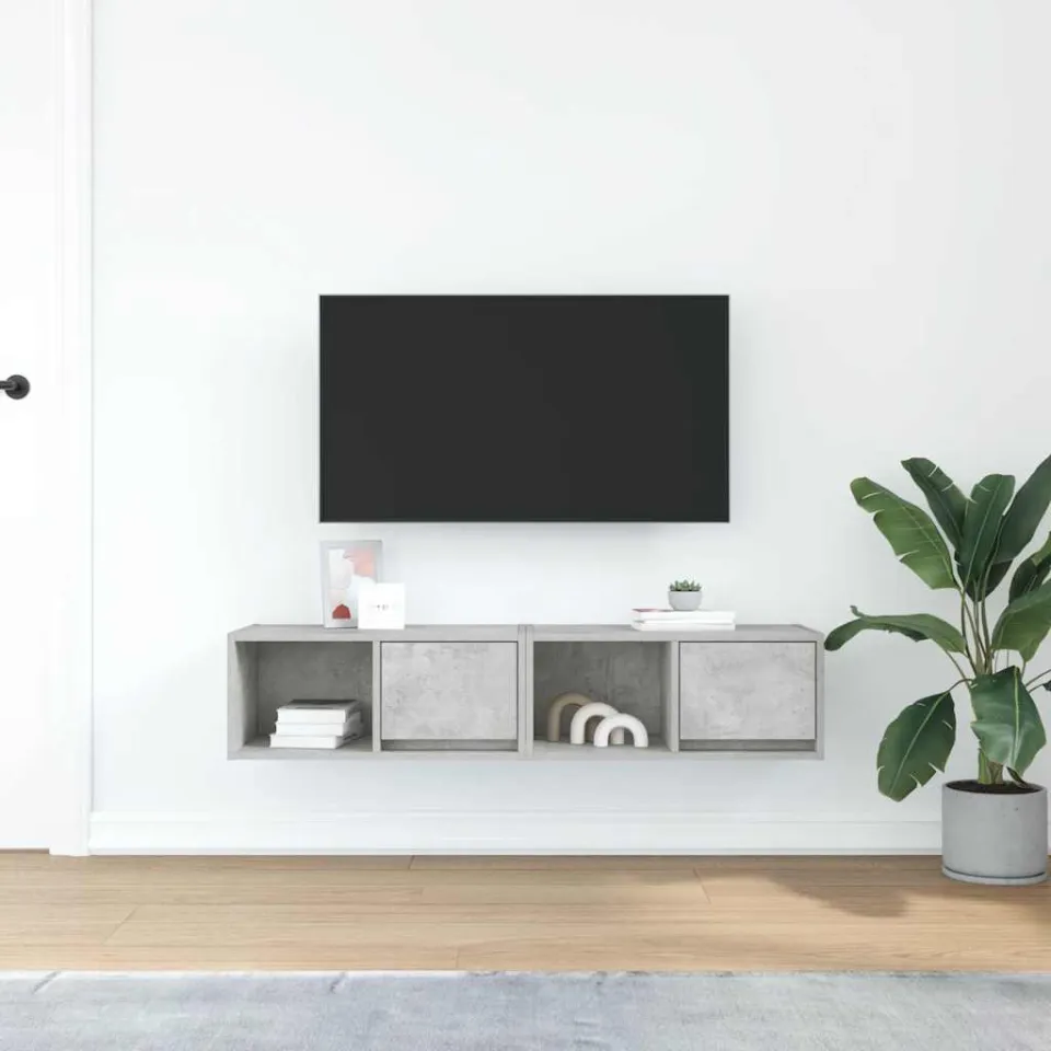 vidaXL Tv-meubels 2 st 60x31x25,5 cm bewerkt hout betongrijs grijs, foto 3