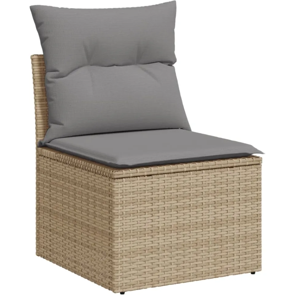 vidaXL 11-delige Tuinset met kussens poly rattan beige