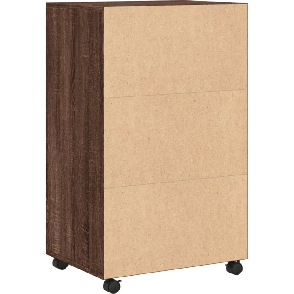 vidaXL Rolkast 55x40x91 cm bewerkt hout bruin eikenkleurig, foto 4