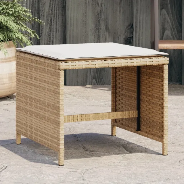 vidaXL Tuinkrukken 4 st met kussens 40x40x35 cm poly rattan beige, foto 2