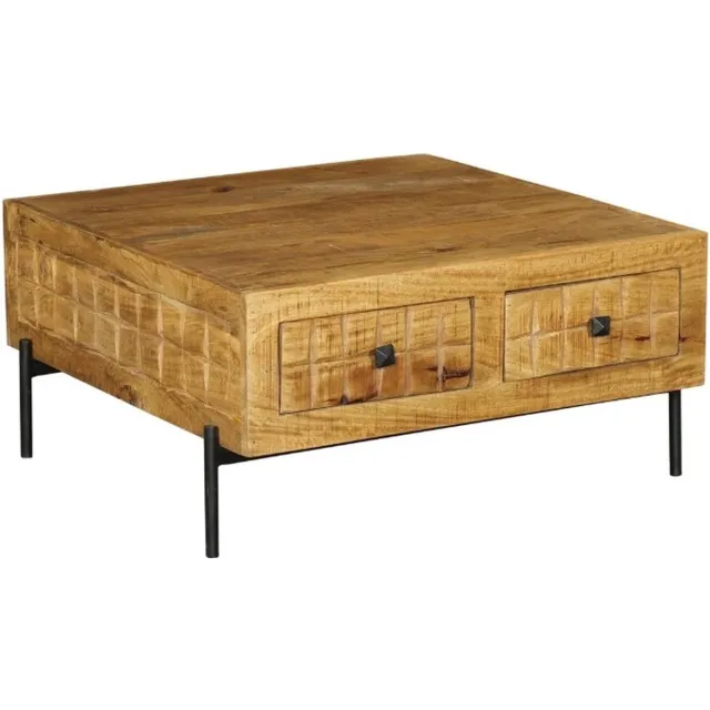 Starfurn Salontafel Brandy - Vierkant Naturel Mangohout - 80x80x40cm