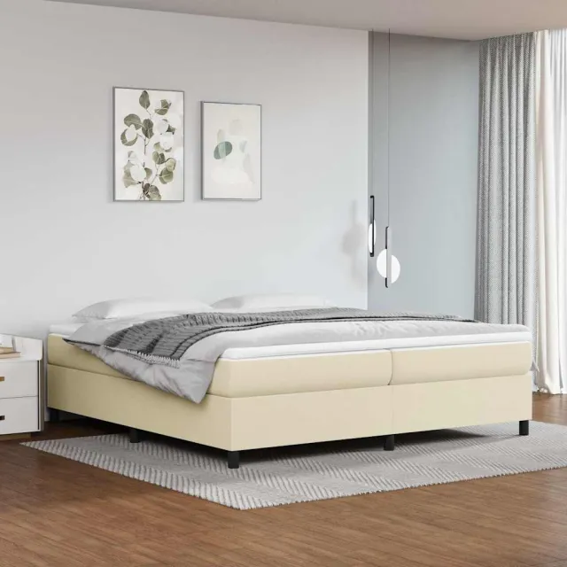 vidaXL Boxspring met matras kunstleer crèmekleurig 200x200 cm