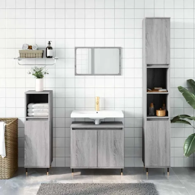 vidaXL Badkamerkast 58x33x60 cm bewerkt hout grijs sonoma eikenkleurig, foto 2