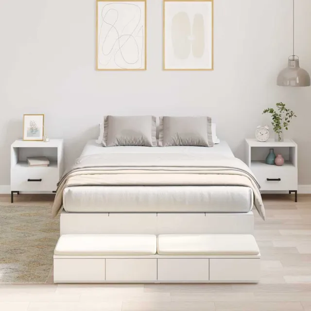 vidaXL Opbergbedframe met lade met opslag Wit 120 cm Bewerkt hout