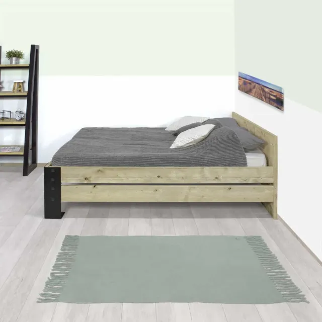 Steigerhouten bed Mauk met industriële look