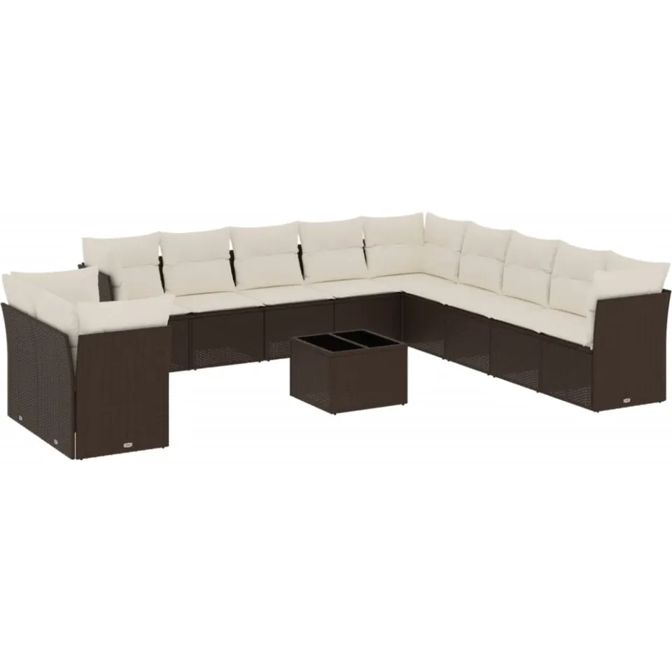 vidaXL 12-delige Loungeset met kussens poly rattan bruin, foto 4