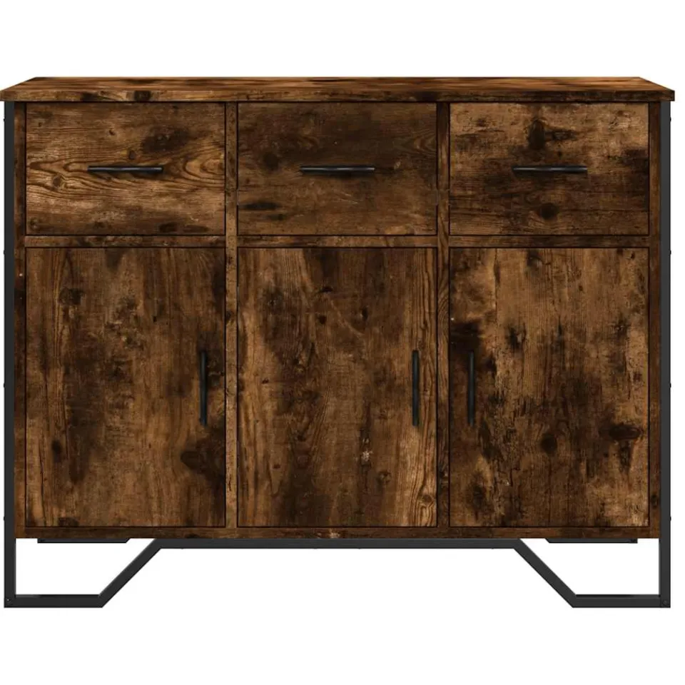 vidaXL Dressoir 97x32,5x74,5 cm bewerkt hout gerookt eikenkleurig, foto 4