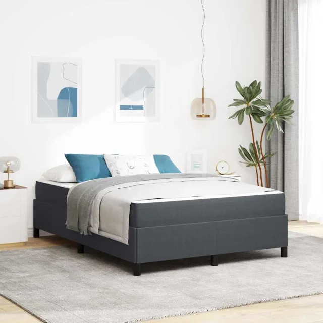 vidaXL Bedframe met matras Donkergrijs 140 x 190 cm Stof