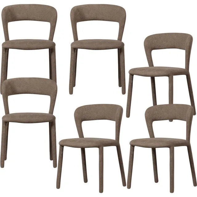 WOOOD Noble Eetkamerstoelen - Polyester - Taupe - Set van 6