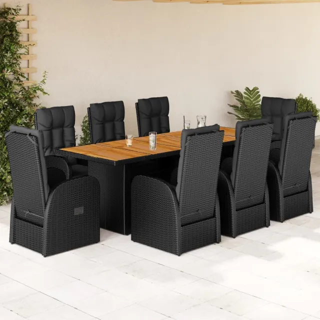 vidaXL 9-delige Tuinset poly rattan zwart, foto 2