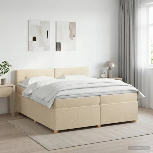 vidaXL Boxspringbed met matras Crèmekleurig 200 x 200 cm Stof