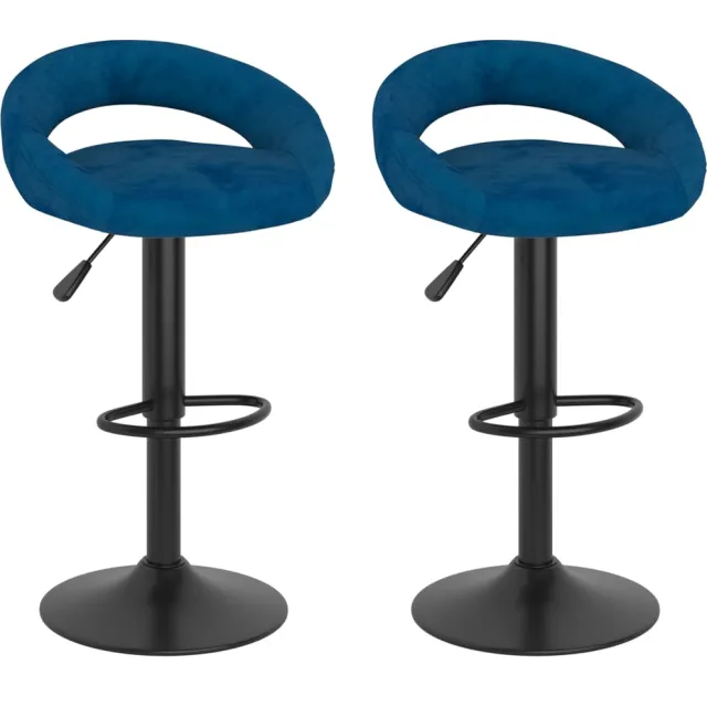 vidaXL Barkrukken 2 st fluweel blauw