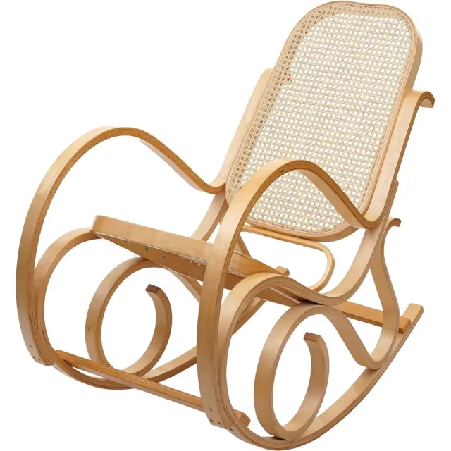 Cosmo Casa Schommelstoel - Schommelstoel - TV-Stoel - Massief Houten Rotan - Eiken Look Bruin