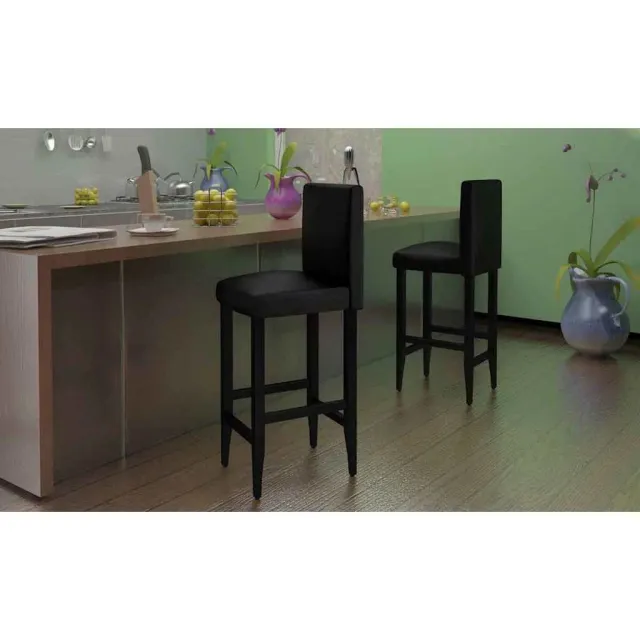 vidaXL Barkrukken 6 st kunstleer zwart, foto 2