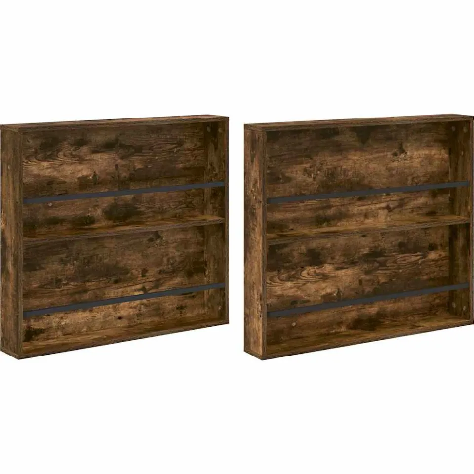 vidaXL Tijdschrift Rek met plank 2 st Gerookt eiken 80 x 12 x 70 cm, foto 3