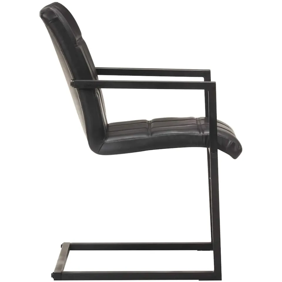vidaXL Eetkamerstoelen 4 st echt leer zwart, foto 4