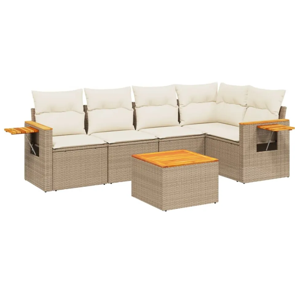 vidaXL Patio Sofa Set 6-zits Beige and Cream