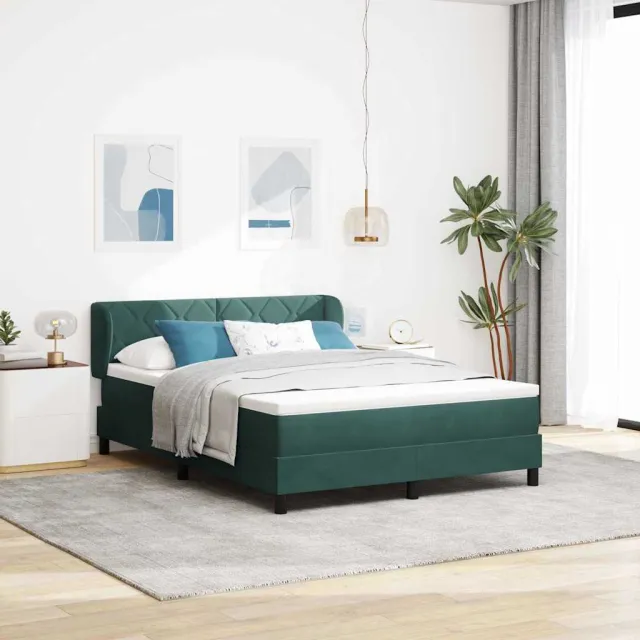 vidaXL Boxspringbed met hoofdeinde Donkergroen 140 x 200 cm Fluweel