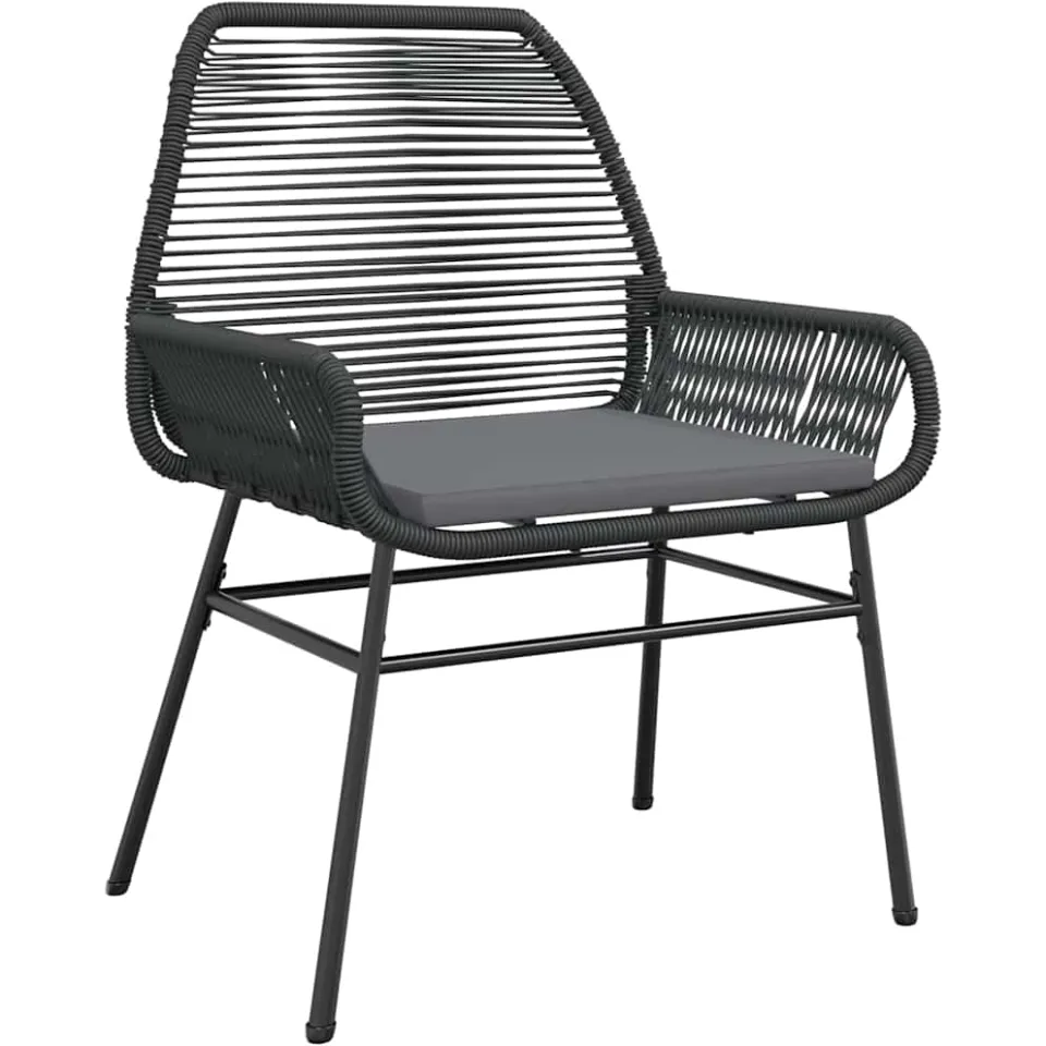 vidaXL 7-delige Tuinset met kussens poly rattan glas zwart