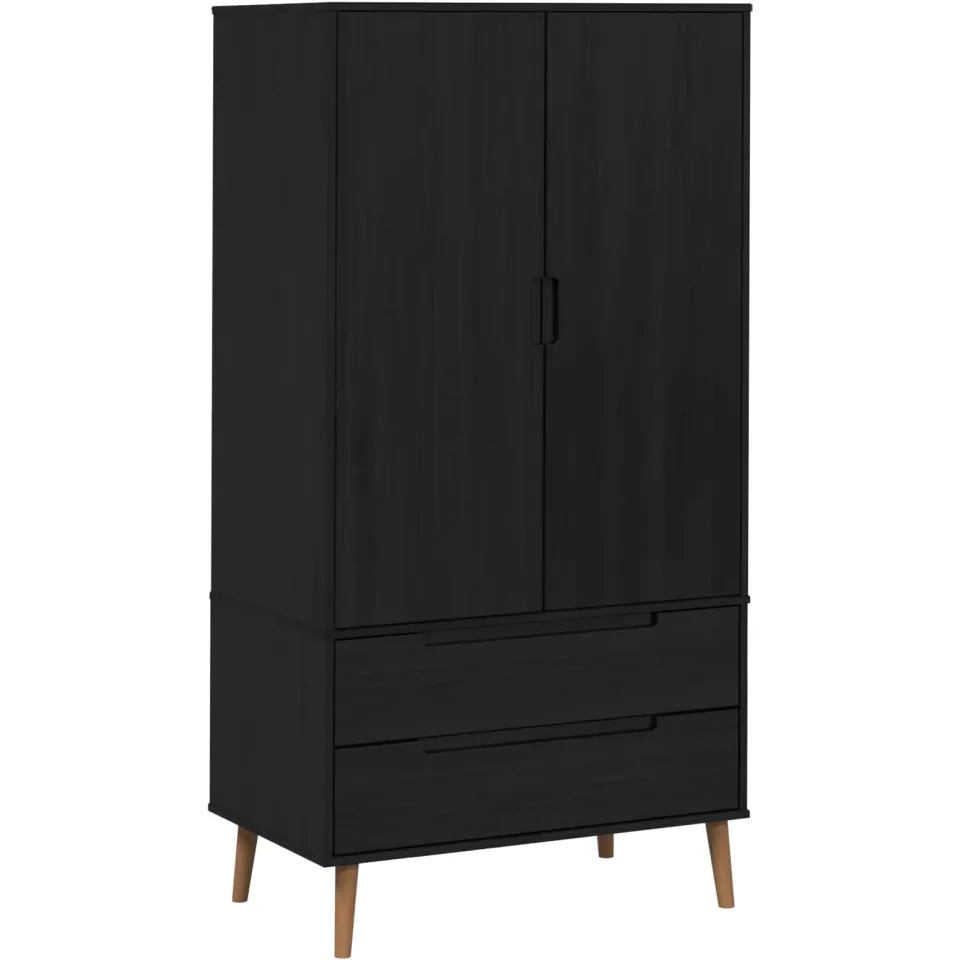 vidaXL Kledingkast MOLDE Zwart 90 x 55 x 175 cm Massief grenenhout