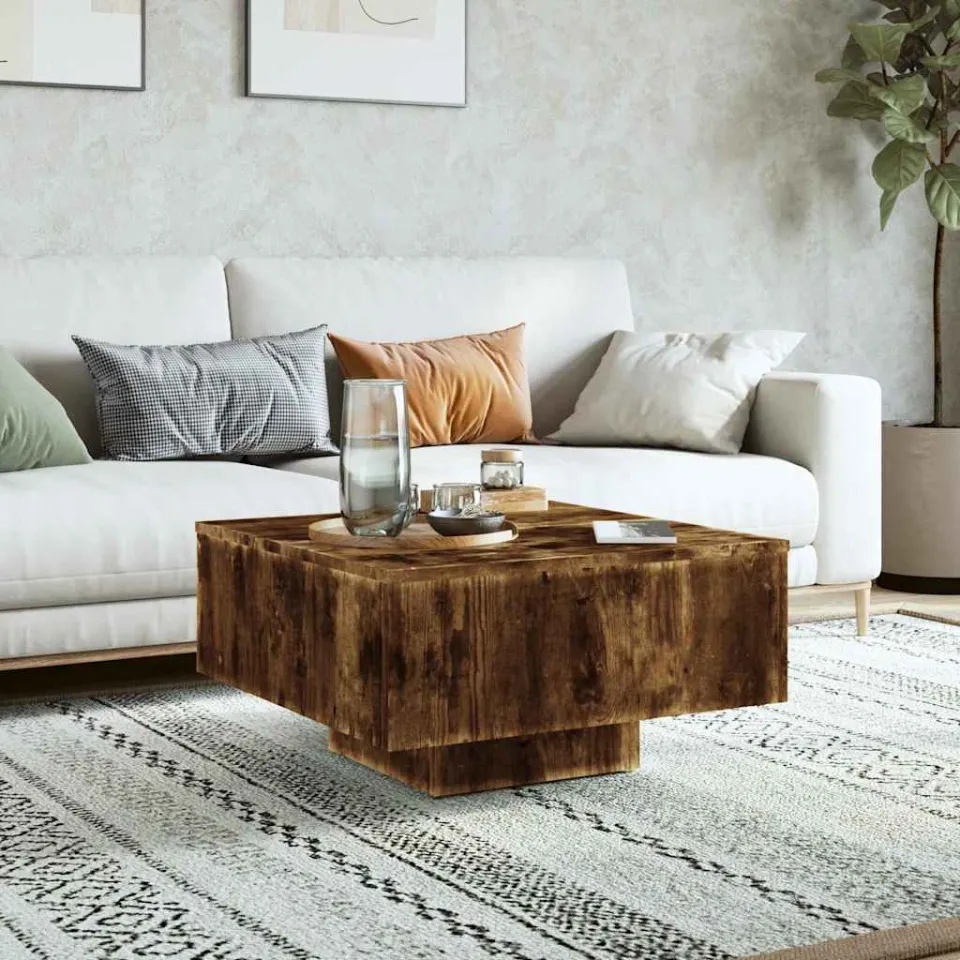vidaXL Salontafel 60x60x31,5 cm bewerkt hout gerookt eikenkleurig, foto 2