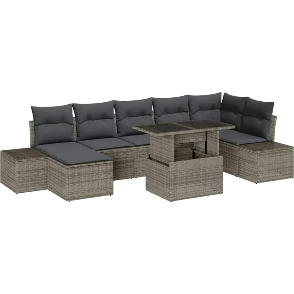 vidaXL Tuin Sofa Set 8 st Grijs poly rattan