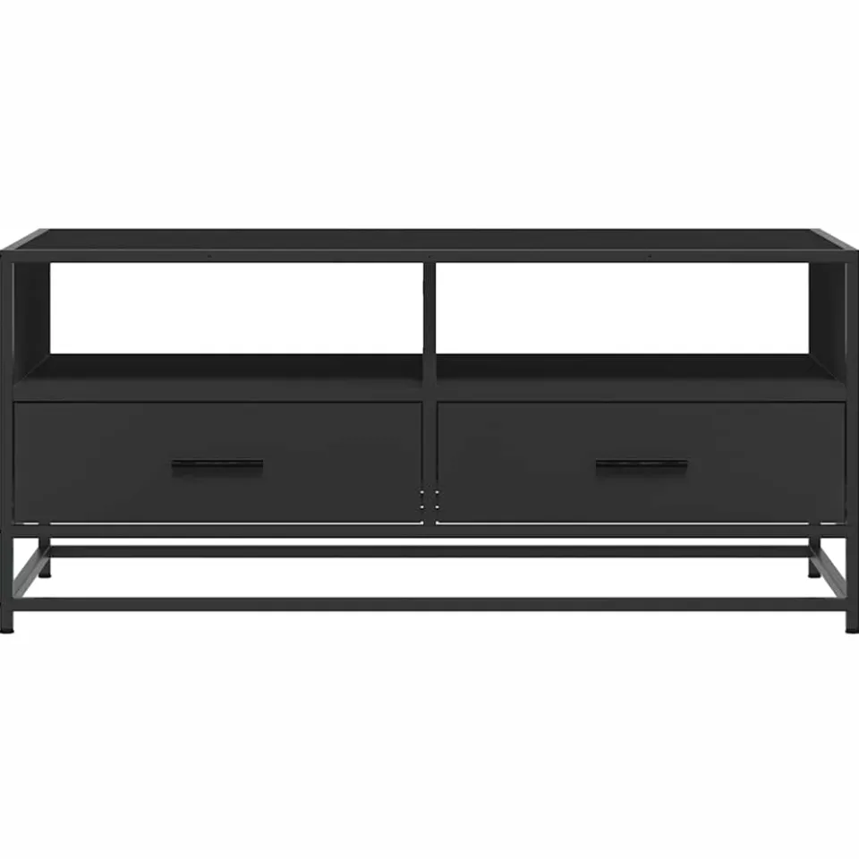 vidaXL Salontafel 100x50x45 cm bewerkt hout en metaal zwart, foto 4