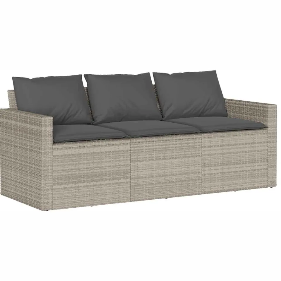 vidaXL 2-delige Tuinset met kussens poly rattan lichtgrijs