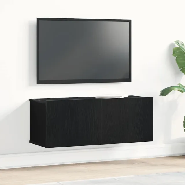 vidaXL TV-kast 80 x 30 x 30 cm Zwart Eiken Bewerkt hout