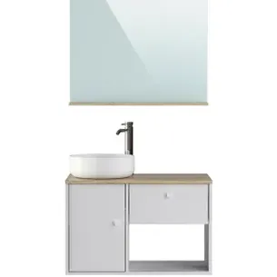 T-bath Badmeubelset Lars 80cm Wit/eiken Bruin